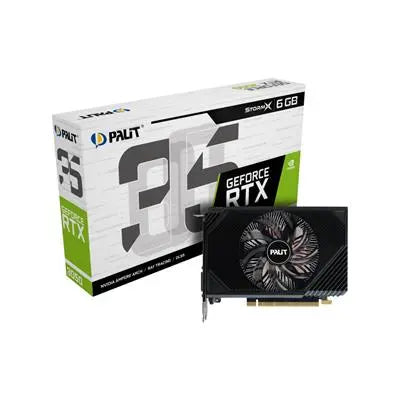 Palit RTX3050 StormX, 6GB DDR6, DVI, HDMI, DP, 1470MHz Clock, Compact Design NVIDIA