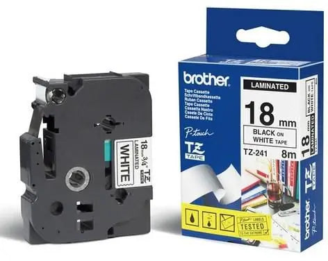 Tape Black On White 18mm Brother